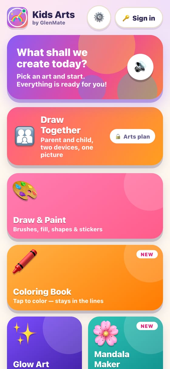 GlenMate Kids Arts home with Draw & Paint, Coloring Book, Glow Art and Mandala Maker